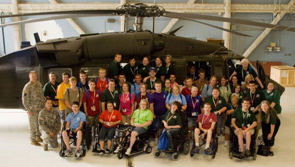Iowa delegates at the Iowa National Guard helicopter base in 2012